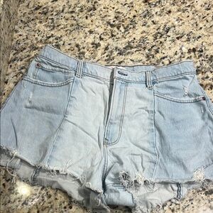 Abercrombie & Fitch Blue Jean Shorts Distressed Frayed Hem